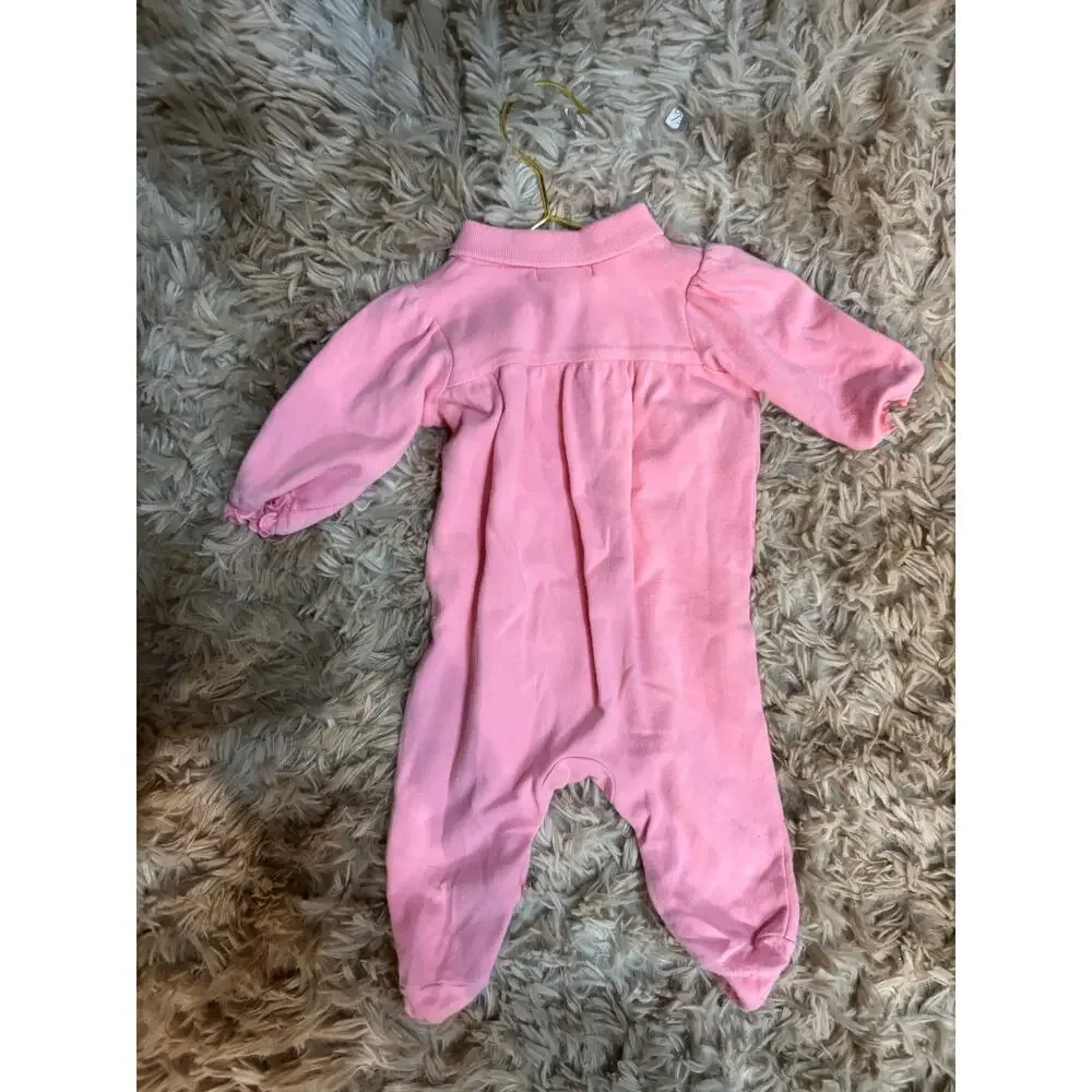 Ralph Lauren Baby Pink Polo Footed Romper SZ 6mnths
